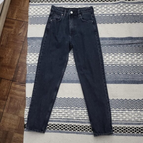 Zara Tapered Charcoal Black Stone Wash Mom Jeans L.E. - Picture 8 of 16